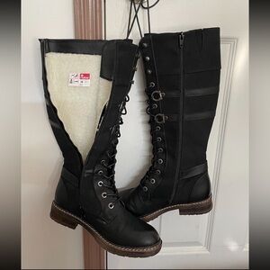 Rieker Black Tall Lace-Up Boots
